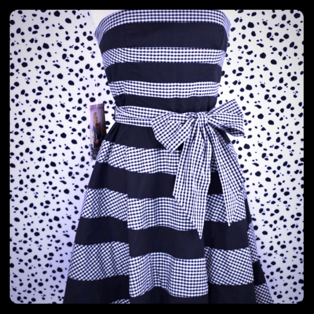 NWT Betsey Johnson Gingham Striped Formal Dress